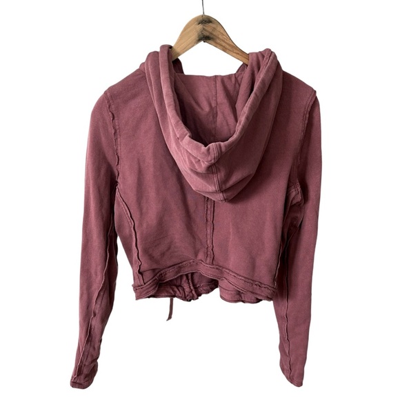 Free People | Women’s dark mauve You Asked For It Moto jacket hoodie, size S - Picture 6 of 16